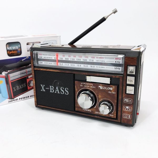 Радиоприёмник портативное радио Golon RX-381 аккумуляторный ретро колонка usb sd mp3 fm. Цвет: коричневый ws46321-1 фото