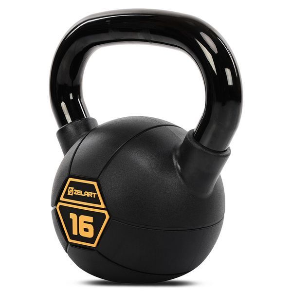 Гиря тренировочная цельная стальная с PVC покрытием Mdbuddy TA-5428-16 вес 16кг черный TA-5428-16 фото