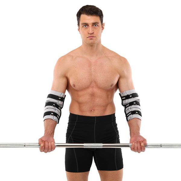 Налокотники для жима 2штуки 2штуки ADJUSTABLE ELBOW SLEEVE EZOUS C-08 2шт серый-черный S C-08 фото