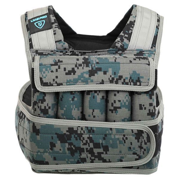 Жилет утяжелитель с регулируемым весом LiveUp WEIGTH VEST LP8195-10 вес-1-10кг черный-серый LP8195-10 фото