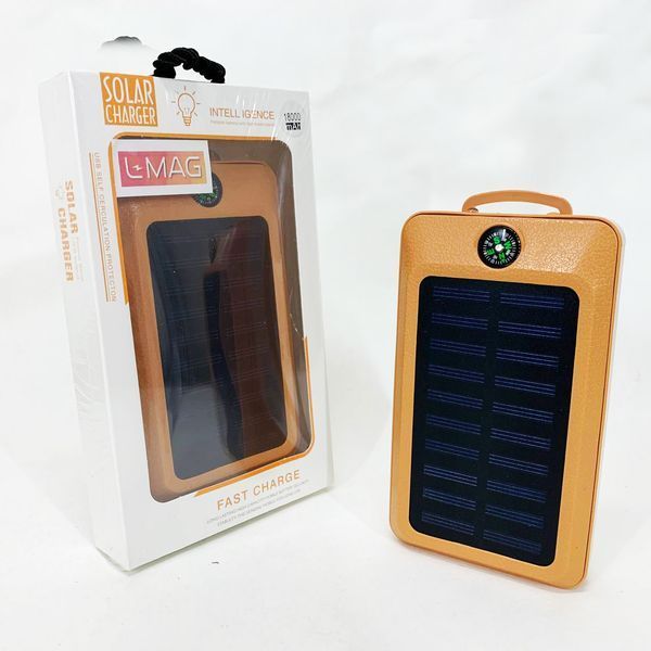 УМБ Power Bank Solar 18000 mAh мобильное зарядное с солнечной панелью и лампой, Power Bank Charger Orange ws83645-2 фото