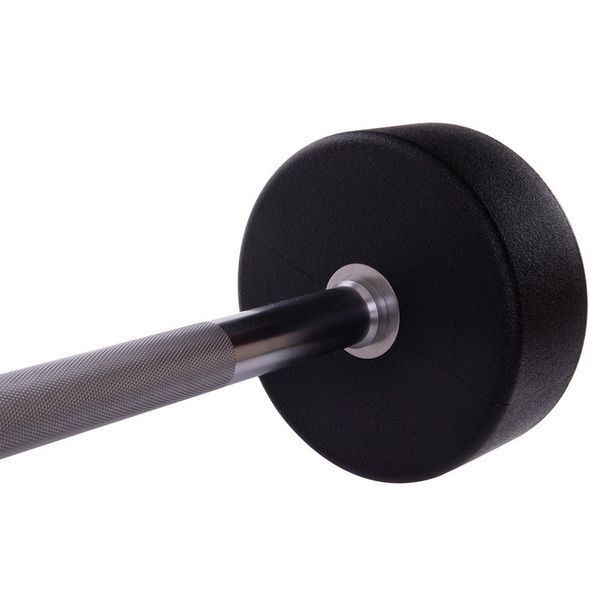 Штанга нерозбірна з фіксованою вагою пряма поліуретанова Zelart Urethane Barbell TA-2689-40 довжина-112см 40кг чорний-салатовий TA-2689-40 фото