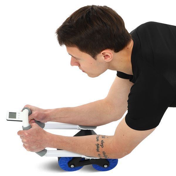 Тренажер роликовый для пресса с возвратным механизмом и упором на локти SP-Sport AB ROLLER FI-9375 черный-синий FI-9375 фото