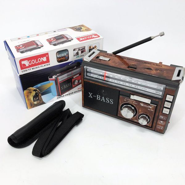 Радиоприёмник портативное радио Golon RX-381 аккумуляторный ретро колонка usb sd mp3 fm. Цвет: коричневый ws46321-1 фото