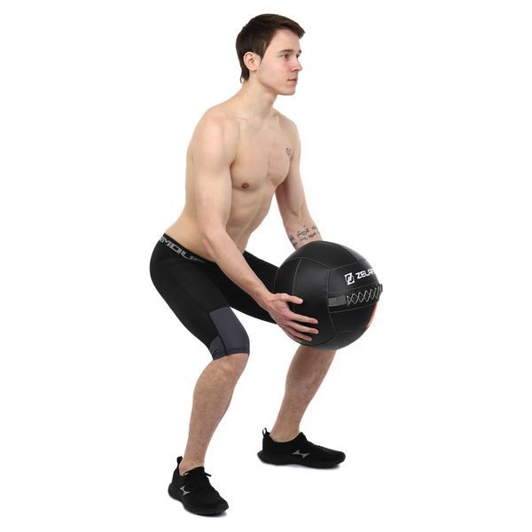 Мяч набивной медицинский для кроссфита WALL BALL Zelart TA-7822-5 вес-5кг черный TA-7822-5 фото