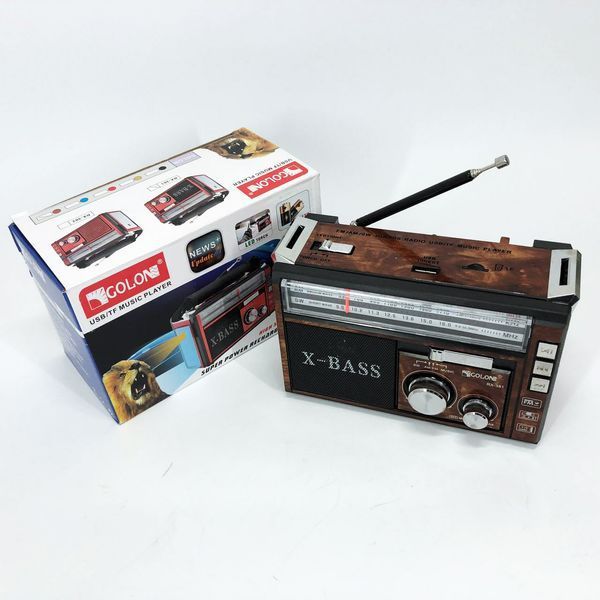 Радиоприёмник портативное радио Golon RX-381 аккумуляторный ретро колонка usb sd mp3 fm. Цвет: коричневый ws46321-1 фото