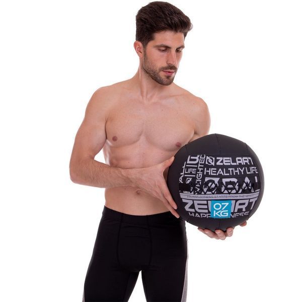 М'яч набивний медичний для кросфіту WALL BALL Zelart FI-2637-7 7кг чорний FI-2637-7 фото