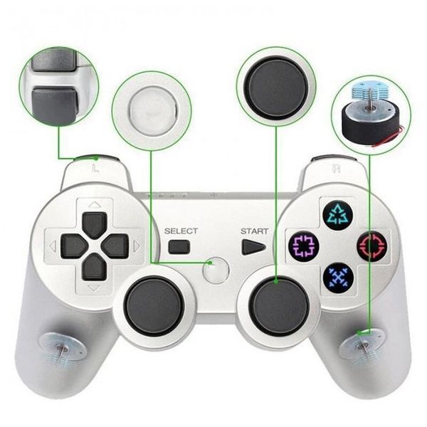 Игровой беспроводной геймпад Doubleshock PS3/PC аккумуляторный джойстик с функцией вибрации. Цвет: белый ws52595-1 фото