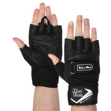 Перчатки для кроссфита и воркаута кожаные HARD TOUCH BC-9526 S-XL черный XL BC-9526 фото