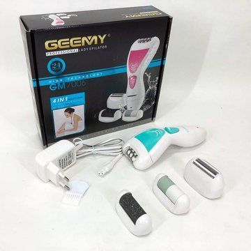 Эпилятор Gemei GM-7006 4в1 - Профеcсиональный беспроводной эпилятор бритва с насадками триммер + пемза ws15636-1 фото