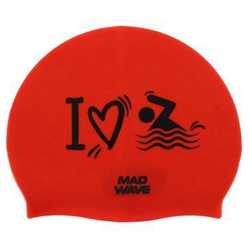 Шапочка для плавания силиконовая для взрослых MadWave LOVE SWIMMIMG M055320 красный M055320 фото