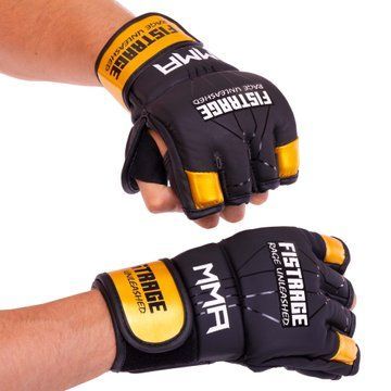 Перчатки для смешанных единоборств MMA FISTRAGE VL-6030 S-XL черный-золотой S VL-6030 фото