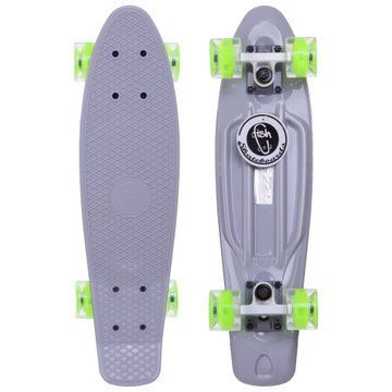Пенни борд Penny Board круизер пластиковый со светящимися колесами 22' FISH SK-405-12 серый-салатовый SK-405-12 фото