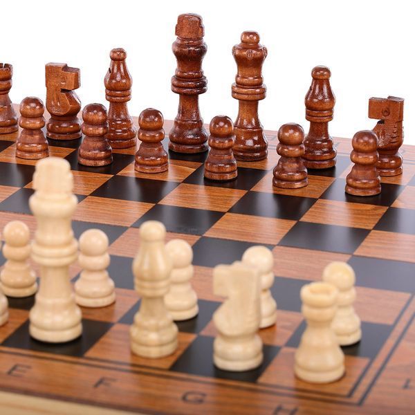Шахматы шашки нарды 3 в 1 набор настольных игр деревянные ZOOCEN ZC7234 размер 34см x 34см х 2,5см ZC7234 фото