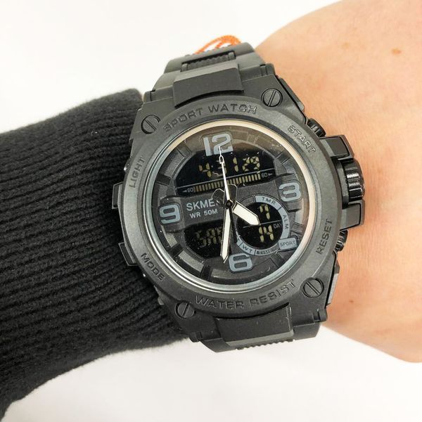 Часы наручные мужские SKMEI 1452BK BLACK, водонепроницаемые мужские часы. Цвет: черный ws63653 фото