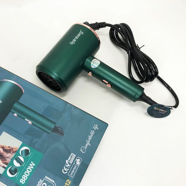 Фен Rainberg RB-2212 8800Вт з регуляцією температури та швидкості для сушіння та укладання волосся Green ws22231 фото