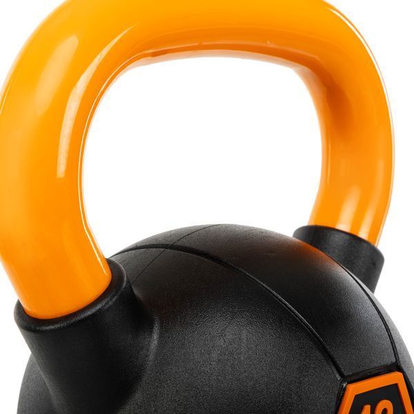 Гиря тренувальна цільна гумова з пофарбованою ручкою LiveUp Urethane competition kettlebell UAZE5336-12 вага 12кг чорний-помаранчевий UAZE5336-12 фото