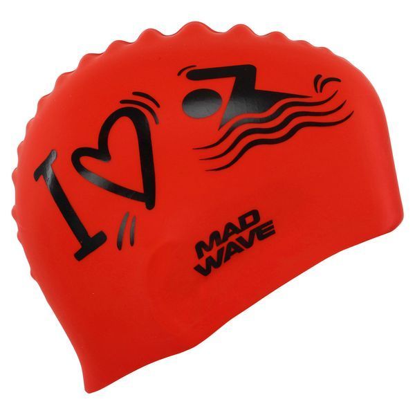 Шапочка для плавания силиконовая для взрослых MadWave LOVE SWIMMIMG M055320 красный M055320 фото