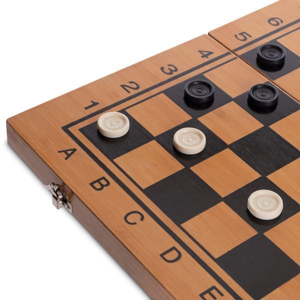 Шахматы шашки нарды 3 в 1 набор настольных игр из бамбука SP-Sport 341-163 размер 40x40см 341-163 фото