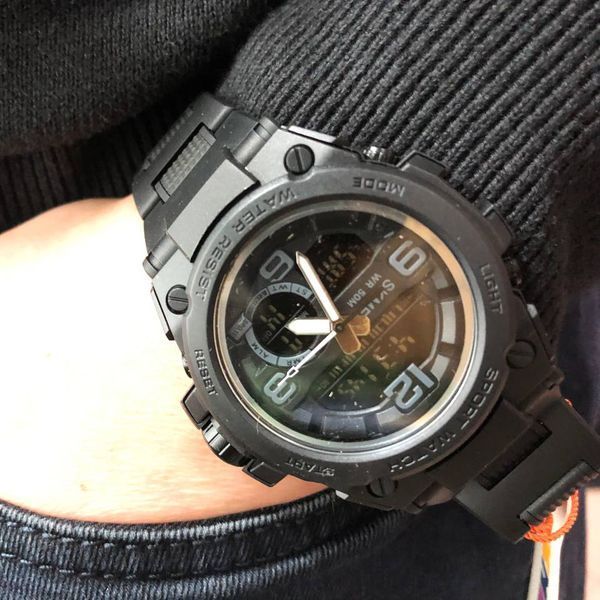 Часы наручные мужские SKMEI 1452BK BLACK, водонепроницаемые мужские часы. Цвет: черный ws63653 фото