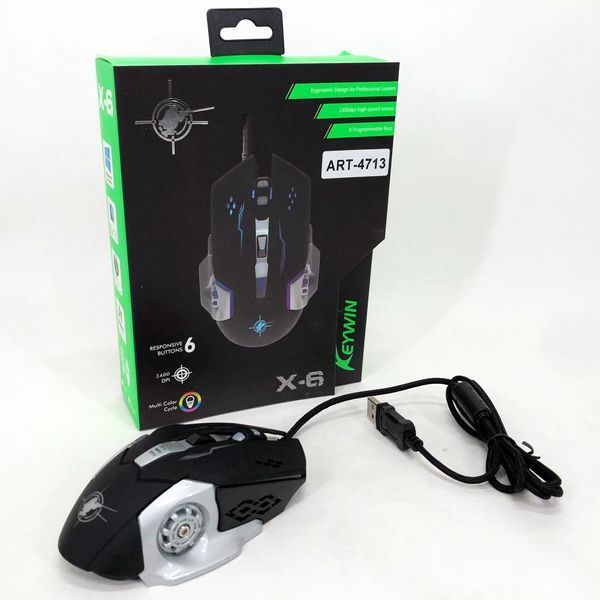 Ігрова мишка з підсвічуванням Gaming Mouse X6 / мишка для ноутбука / Дротова комп'ютерна миша ws57271 фото