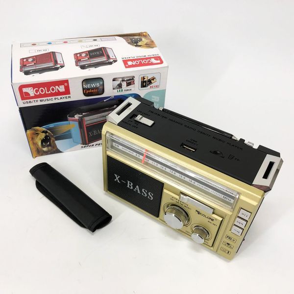 Радиоприёмник портативное радио Golon RX-381 аккумуляторный ретро колонка usb sd mp3 fm. Цвет: желтый ws46321-2 фото