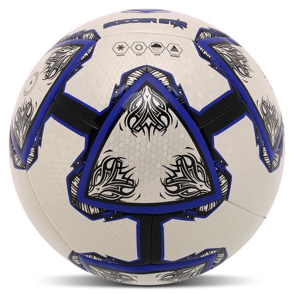 М'яч футбольний HYBRID SOCCER STAR TO-TOWN FB-4464 №5 PU білий-синій FB-4464 фото