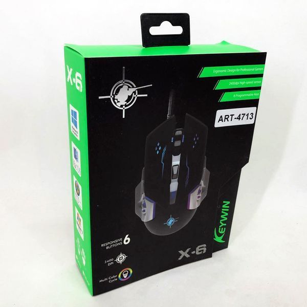 Ігрова мишка з підсвічуванням Gaming Mouse X6 / мишка для ноутбука / Дротова комп'ютерна миша ws57271 фото