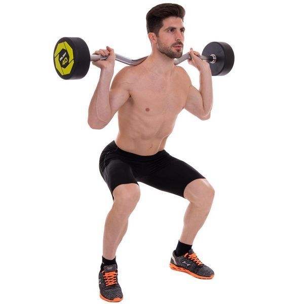 Штанга нерозбірна з фіксованою вагою вигнута поліуретанова Zelart Urethane Barbell TA-2690-40 довжина-111см 40кг чорний-салатовий TA-2690-40 фото