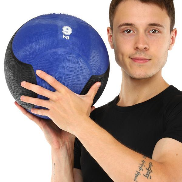 Медбол мяч медицинский Medicine Ball Zelart FI-5121-9 9кг синий-черный FI-5121-9 фото