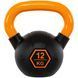 Гиря тренувальна цільна гумова з пофарбованою ручкою LiveUp Urethane competition kettlebell UAZE5336-12 вага 12кг чорний-помаранчевий UAZE5336-12 фото 1