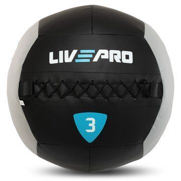 Мяч набивной медицинский для кроссфита WALL BALL LiveUp LP8100-3 3кг черный-серый LP8100-3 фото