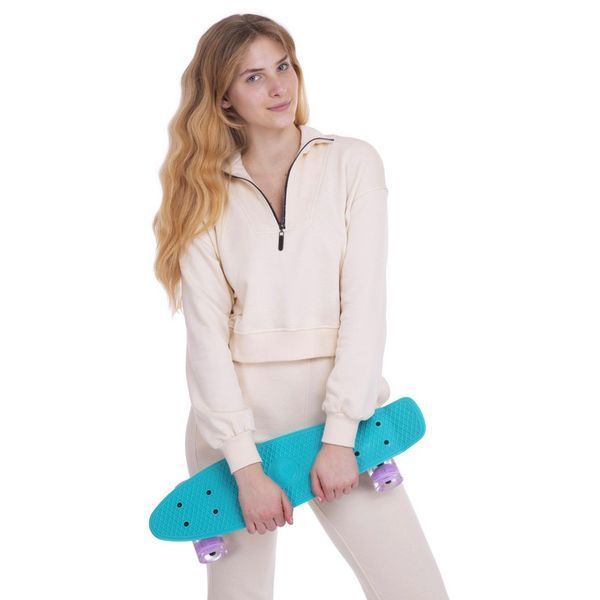 Пенни борд Penny Board круизер пластиковый со светящимися колесами 22' FISH SK-405-11 мятный-черный-фиолетовый SK-405-11 фото