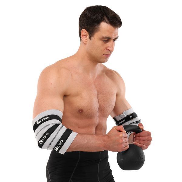 Налокотники для жима 2штуки 2штуки ADJUSTABLE ELBOW SLEEVE EZOUS C-08 2шт серый-черный L C-08 фото