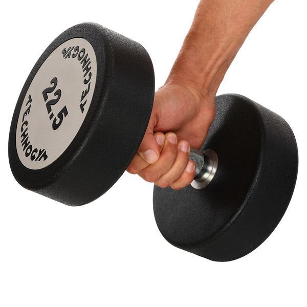 Гантель цельная профессиональная с полиуретановым покрытием TECHNOGYM TG-1834-22_5 1шт 22,5кг черный-серый TG-1834-22_5 фото