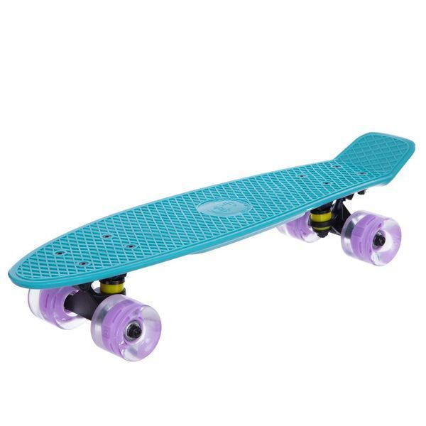 Пенни борд Penny Board круизер пластиковый со светящимися колесами 22' FISH SK-405-11 мятный-черный-фиолетовый SK-405-11 фото