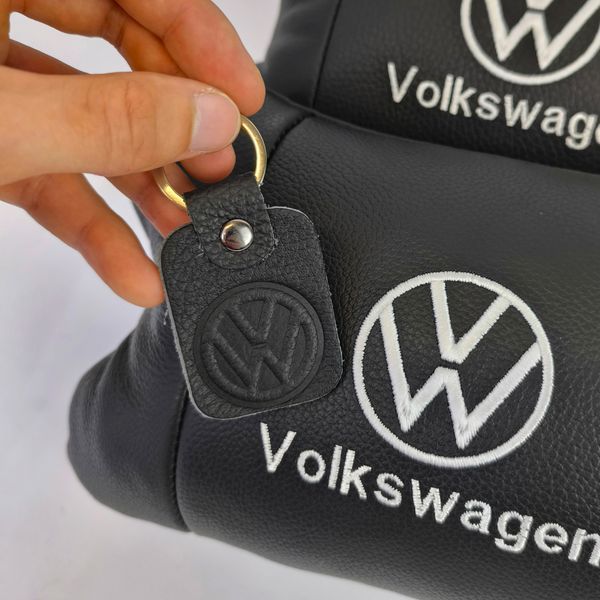Набор подушек 2шт в авто Volkswagen из натуральной кожи, на подголовник в машину, Автомобильная подушка ws13553-2 фото