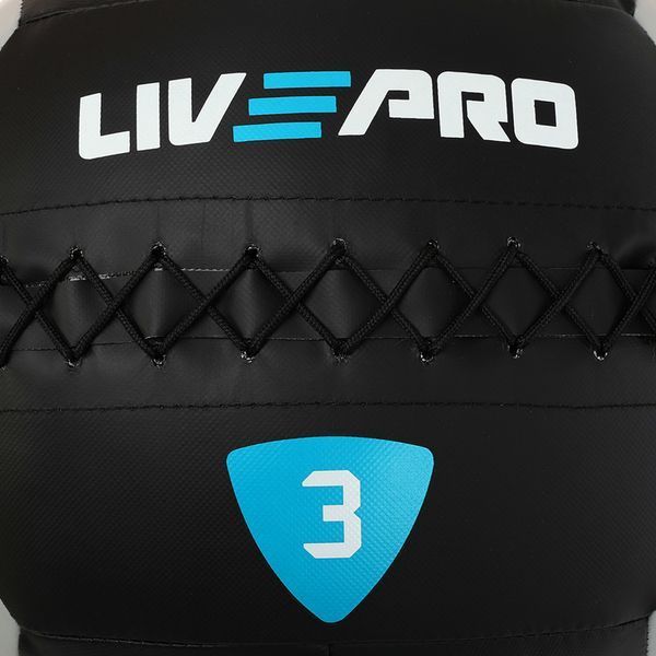 Мяч набивной медицинский для кроссфита WALL BALL LiveUp LP8100-3 3кг черный-серый LP8100-3 фото