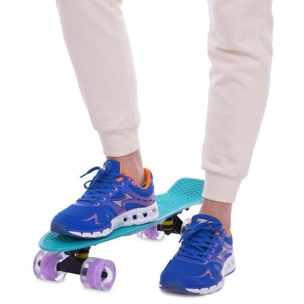 Пенни борд Penny Board круизер пластиковый со светящимися колесами 22' FISH SK-405-11 мятный-черный-фиолетовый SK-405-11 фото