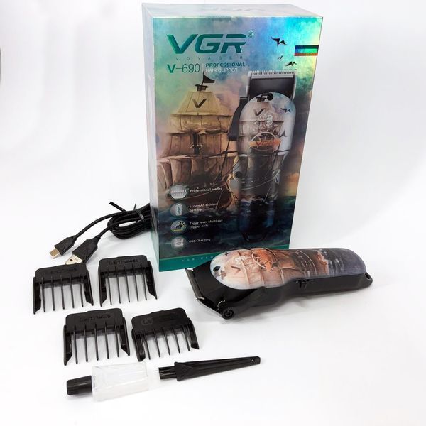 Акумуляторна машинка для стрижки VGR V-690 від USB Нержавіюча сталь, підстригальна машинка ws25272 фото
