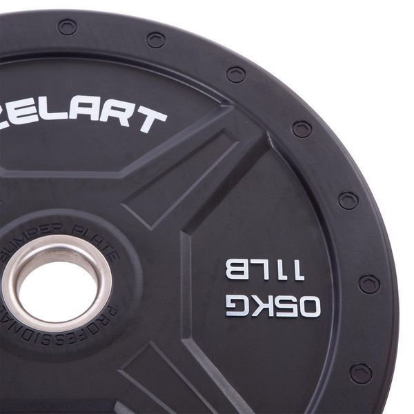 Бамперні диски гумові Bumper Plates Zelart TA-2258-5 50,4мм 5кг чорний TA-2258-5 фото