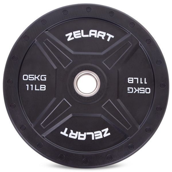 Бамперні диски гумові Bumper Plates Zelart TA-2258-5 50,4мм 5кг чорний TA-2258-5 фото