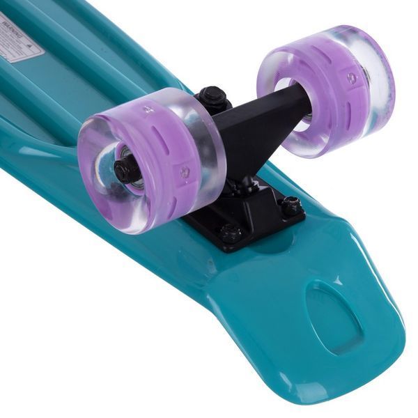 Пенни борд Penny Board круизер пластиковый со светящимися колесами 22' FISH SK-405-11 мятный-черный-фиолетовый SK-405-11 фото