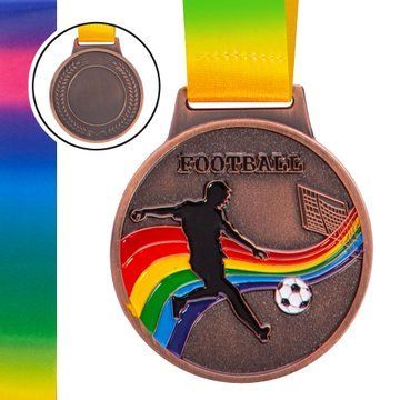 Медаль спортивная с лентой цветная тематическая SP-Sport Футбол C-0344 o6,5см золото, серебро, бронза C-0344 фото
