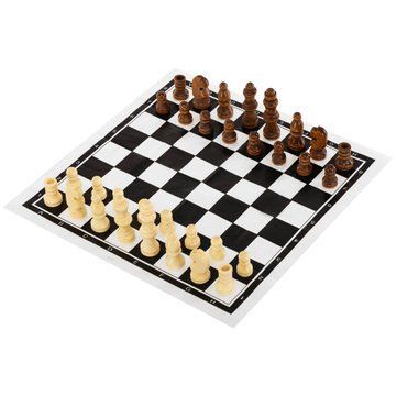Шахматы настольная игра деревянные с виниловым игровым полем SP-Sport 18P размер короля 4,6 см пешки 1,9 см 18P фото