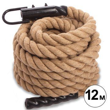 Канат для лазанья из сизаля с креплением COMBAT BATTLE ROPE Zelart FI-0910-12 12м коричневый FI-0910-12 фото