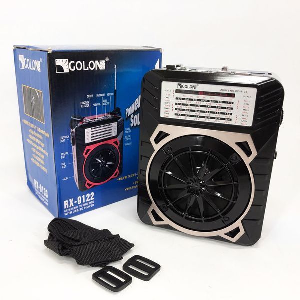 Радиоприемник GOLON RX-9122 портативная колонка всеволновое переносное радио FM фонарь LED. Цвет: синий ws69498-1 фото