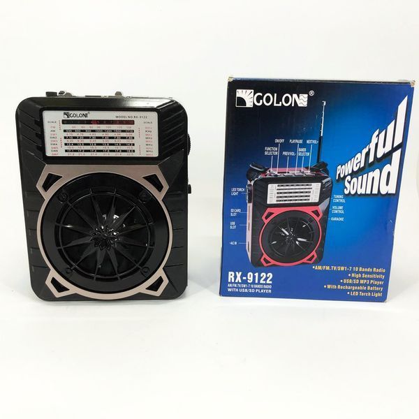 Радиоприемник GOLON RX-9122 портативная колонка всеволновое переносное радио FM фонарь LED. Цвет: синий ws69498-1 фото