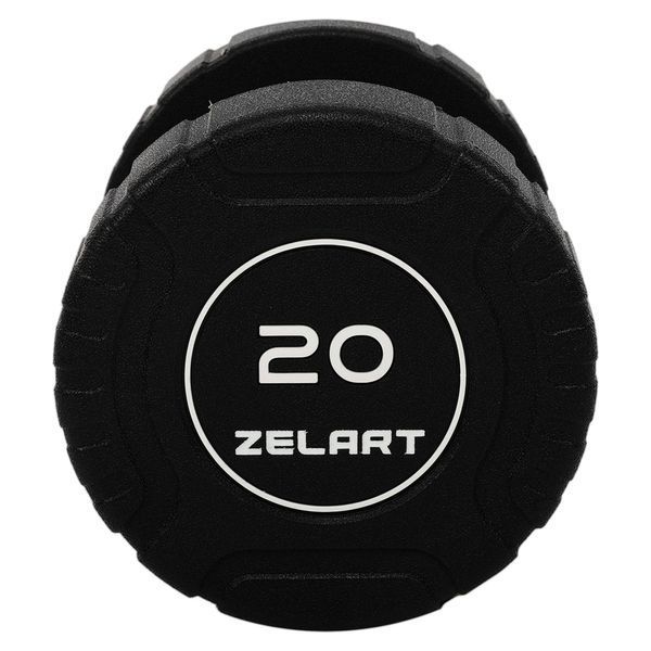 Гантель цільна професійна CPU покриття Zelart TA-3111-20 1шт 20кг чорний TA-3111-20 фото