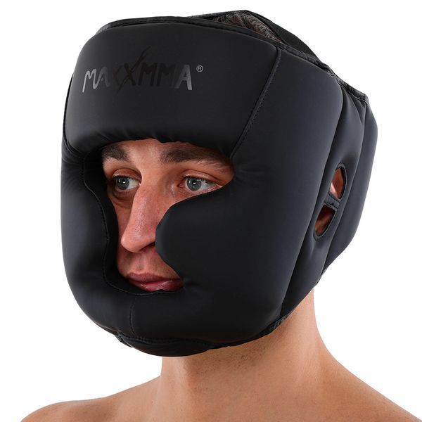 Шлем боксерский с полной защитой и подшлемником PU MAXXMMA GBH03 S-XL черный S-M GBH03 фото